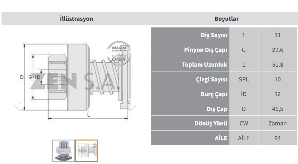 Marş Dişlisi 11DİŞ Hyundai İ30 Kia Ceed Start Stop Mini Cooper D 06.2010, Mini One D 07.2010 Toyota Aurıs/hybrıd, Avensis, Ver | ZEN 1932