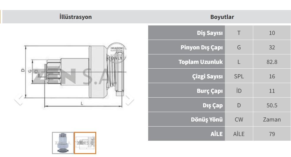 Marş Dişlisi 10DİŞ Johndeere 5045D 20082014 Cummıns DİŞ:10 D.ÇAPI:32 BOY:82.8 | ZEN 1937