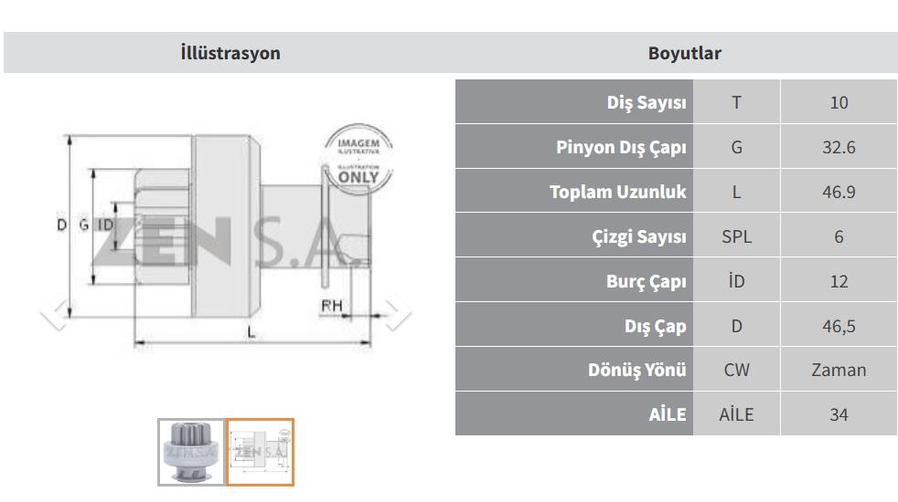 Marş Dişlisi 10diş Ssangyong Actyon/dodge Nitro | Zen 1959