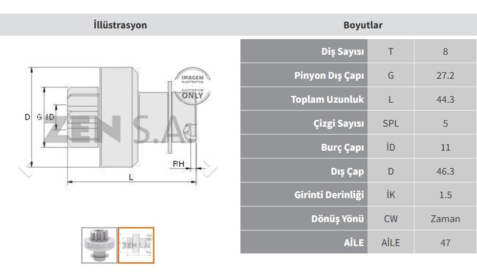 Marş Dişlisi 8Diş Nissan Primera Almera Micra | Zen 2023