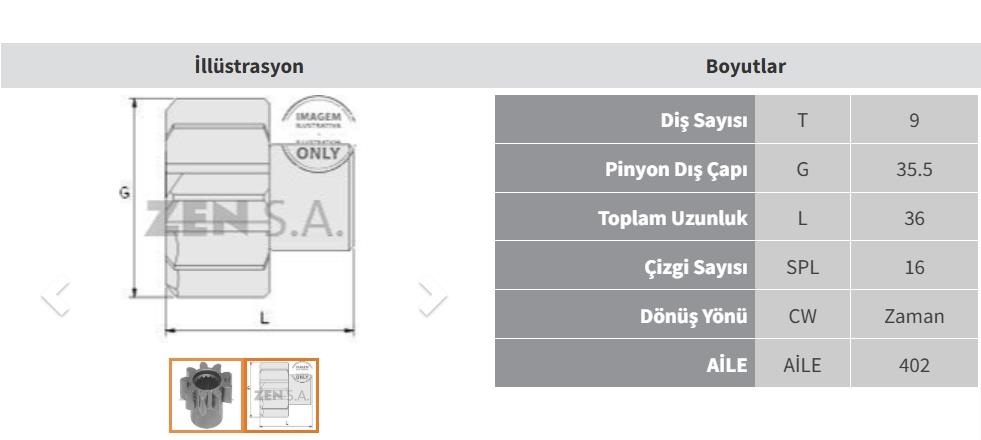 Marş Dişlisi Ucu 9diş Denso Marşlara Bobcat Various Models [kubota] 01.1985- Bobcat Various Models [perkıns] 01.1985- | Zen 9403