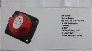 Akü Şalteri Tek Devre Tek Akülük Eng Pro 50v 200a Pb1302 Akü Devre Kesici Marin Tipi 200 A (çevirmeli) (on-off-out) | Eng Pb1302