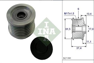 Alt.kasnağı 6kan Fiat Doblo Brava Punto Alfa Romeo 1.9 Jtd F-230866.11*65*38*6-55877 | Ina 535002310