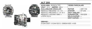 Alternatör 12v 100ah Renault Megane Laguna Alt205 | Martek Alt205