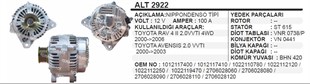 Alternatör 12v 100ah Toyota Avensis Rav4 Alt2922 | Remark Alt2922