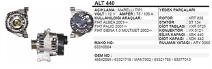 Alternatör 12v 105ah Palio Albea Siena 1,2 Alt440 | Aes Alt440