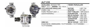 Alternatör 12v 110ah Ford Transit Minibüs Alt235 124325100 | Aes Alt235