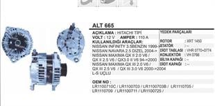 Alternatör 12V 110AH Nissan Navara Maxima Qx 2 İnfiniti 99- 6 Kanal | REMARK ALT665