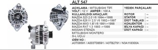 Alternatör 12v 110ah Nissan Primera 6643511 Alt547 | Mea Alt110dın143