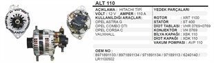 Alternatör 12v 110ah Opel Combo Astra Cıvıc | Ithal T110