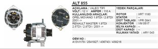 Alternatör 12v 110ah Opel Monova Master Alt855 | Wınwın Alt855