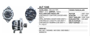 Alternatör 12v 120ah Captıva Lacettı Nubıra Antara | Ithal T1240