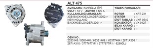 Alternatör 12v 120ah Jcb Newholland  Alt475 | Ithal T475