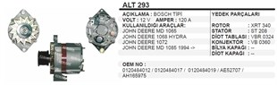 Alternatör 12v 120ah Johndeere Newholland Pamuk Toplama Makinası Alt293 | Dodo Alt293