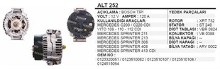 Alternatör 12v 120ah Mercedes Sprinter Vito Alt252 | Ithal T252