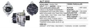 Alternatör 12v 120ah New Holland/ıveco 2 Kulak Biri Kalın Biçer Döver | Wınwın Alt3212