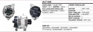 Alternatör 12v 120ah Reno Megan I 1.9 Dcı Klımalı 97->grandtour Eco Scenıc 1.9dci Dogan Slx Eğri Ayak Uyumlu Megan1 Slx Uyumlu | Remark Alt848