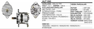 Alternatör 12v 130ah Bmc Fatih Caterpillar Komatsu Pc200 Pc300 Pc400 Ford Alt090 | Martek Alt090