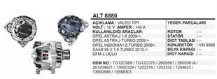 Alternatör 12v 140a Opel Astra J Insıgnıa Astra J Insıgnıa Mokka Zafıra | Remark Alt8880