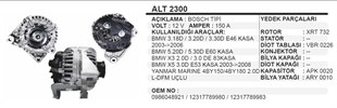 Alternatör 12v 150ah Bmw 3.20 5.20 X3 X5 2003- Land Rover Alt2300 Alt2300 Alt8978 Alt22970n Alt23890 | Ithal T2300