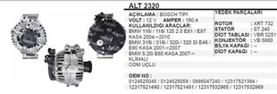 Alternatör 12v 150ah Bmw Benzinli Alt2320 | Ithal T2320