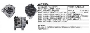 Alternatör 12v 180ah Bmw E90 E87 E84 320d 520d | Remark Alt8984