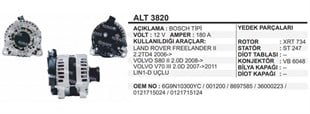 Alternatör 12v 180ah Land Rover Freelander Volvo S80 06-ford Mondeo | Remark Alt3820