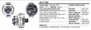 Alternatör 12v 200ah Mercedes Sprinter Alt259 | Ithal T259
