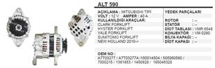 Alternatör 12v 40ah Forklift Yalet Newholland Clark Yale Forklıft Sumıtomo New Holland 2010-- 2fiş Newholland Alt590 | Martek Alt590