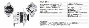 Alternatör 12v 40ah Suzuki Carry Nıssan Forklıft H15 H20 H25 Tcm Forklıft H20 H25 1993 Alt591 | Wınwın Alt591