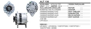 Alternatör 12v 60ah Komatsu Yanmar Mariner Jcb Loder Komatsu Loader Alt136 | Ithal T136