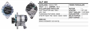 Alternatör 12v 50ah Mako Tip 4551 Dkş Fiat Tümosan Steyr Dogan Şahin Kartal Em Alt480 Serçe | Aes Alt480