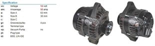 Alternatör 12v 50ah Mercury Marin 8466 (yandan Çıkış Cıvata Soket) Alt072 | Ithal Tuwa3777