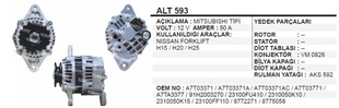 Alternatör 12v 50ah Mıts Nissan Forklift H15 H20 H25 Alt593 | Remark Alt593