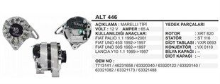 Alternatör 12V 65A Fiat Uno 45S 50S Tipo Palio 1.1 Lancia | MARTEK ALT446