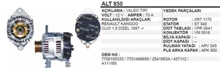 Alternatör 12v 70ah Reno Kangoo Clio  Alt850 | Aes Alt850