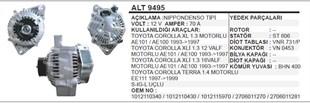Alternatör 12V 70AH Toyota Corolla 1.3 XL AE100 AE101 N.denso (Alt Ayak Kalın Bitişik) | REMARK ALT9495