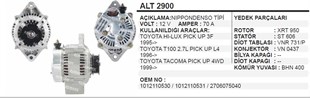 Alternatör 12v 70ah Toyota Hılux T100 Tacoma Densotip Alt2900 | Wınwın Alt2900