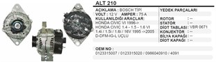 Alternatör 12v 75ah 4fişli Honda Cıvıc Alt210 | Ithal T210