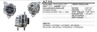 Alternatör 12v 75ah Hyundai Accent Getz Exel Alt510 | Martek Alt510