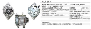 Alternatör 12v 80ah 4pk Toyota Corolla Daıhatsu 1,6 Daıhatsu Terıos Applause Sırıon | Wınwın Alt953