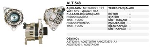 Alternatör 12V 80AH Almera Primera Mıts.tıp ALT548 | REMARK ALT548