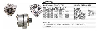 Alternatör 12v 80ah Bosch Tıpi Mercedes Alt260 | Bypart Uwa3551