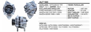 Alternatör 12v 80ah Ford Ranger Mazda Mits Kia Rio Alt560 | Pluslıne A2tb1298