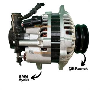 Alternatör 12v 80ah Hyundai H100 Mıtsubıshı L200 L300 Çift Kasnak | Em Soketli | İnce Borulu | 8mm Ayaklı | İçten Pervaneli | Orj Koreaalt3730042750