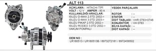 Alternatör 12v 80ah Isuzu Dmax Pikap Rodeo Hıtachı Alt113 | Aes Alt113