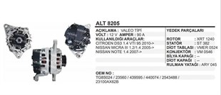 Alternatör 12v 80ah Nissan Micra Note 06 Valtip | Remark Alt8205