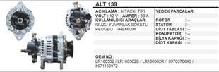 Alternatör 12v 80ah Peugeot Premium Isuzu J9 Alt139 | Wınwın Alt139