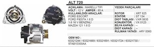 Alternatör 12V 85AH Bosch Tipi Ford Escort 1,6-1,8 1995-2000 ( 4AYAK ) | REMARK ALT720