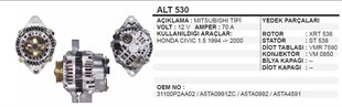 Alternatör 12v 90ah 4fiş Honda Cıvıc Mıts.tip | Dodo Alt530